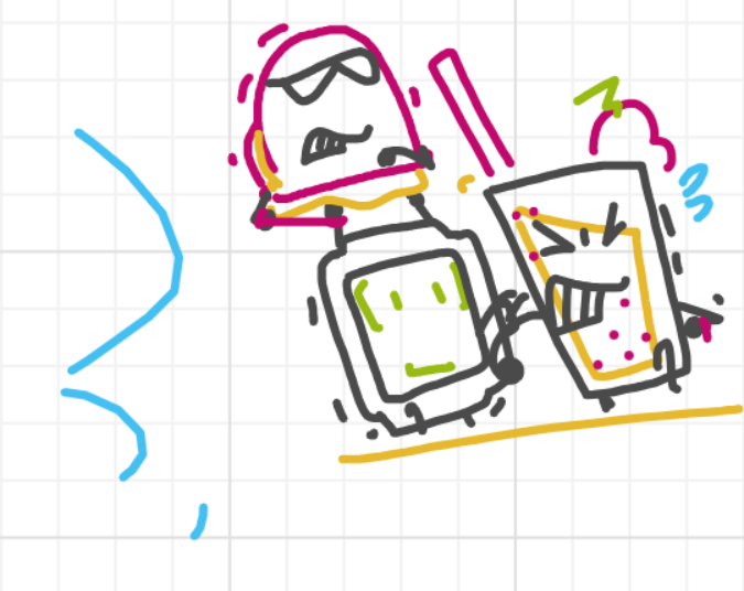 A panel from Running Duos, episode four of the Board Boards object show by Furretwalk/WalkingFurret.